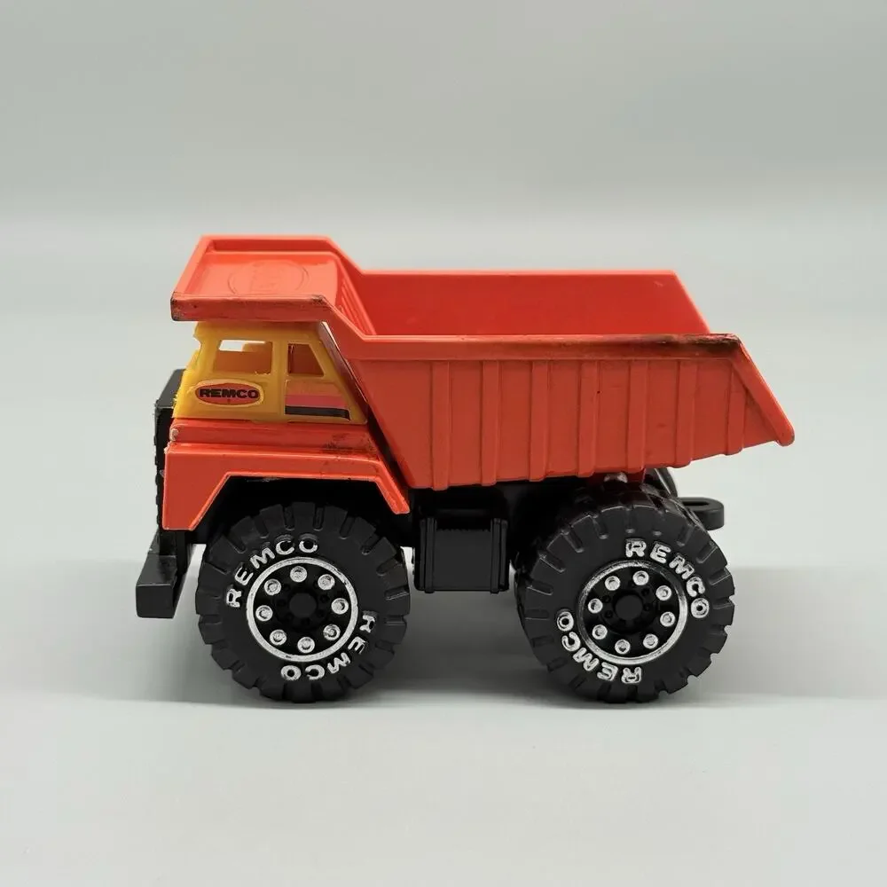 Vintage 1987 Remco Classic Orange Dump Truck Chunky Plastic Diecast 4”